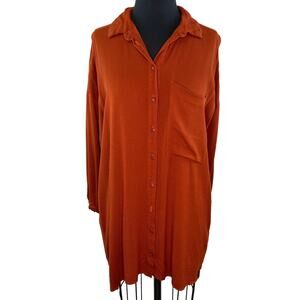 ASOS Orange 3/4 Sleeve Button-Down Collared Neckline Women's Tunic Top Size 4